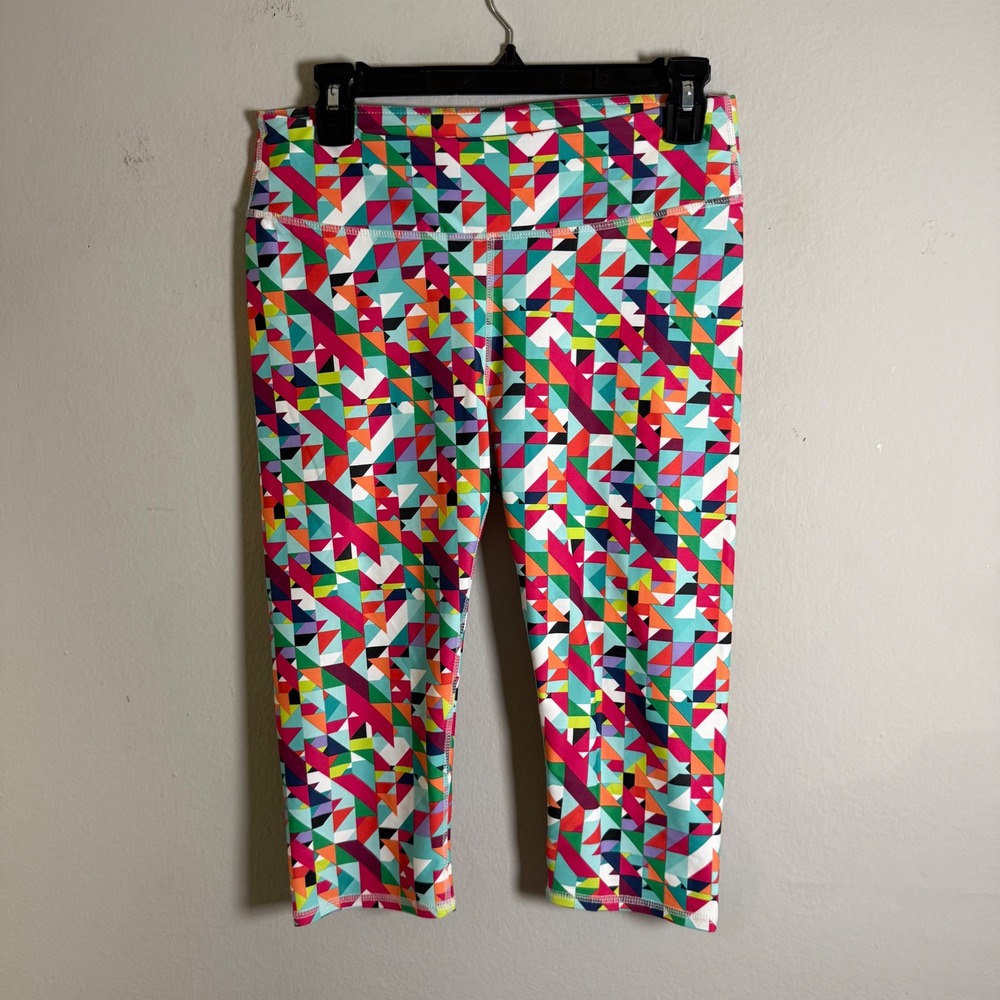 Fabletics Salar Crop Leggings Womens Medium Geometric Mosaic Multi Color Capri